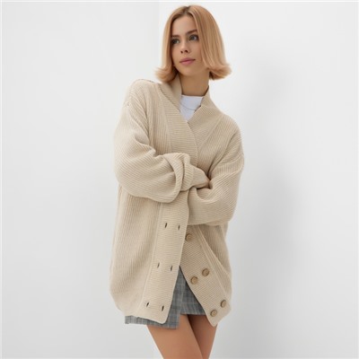 Кардиган на пуговицах женский MINAKU: Casual Collection, бежевый, размер 50