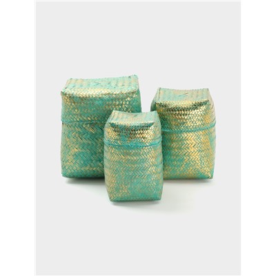 Корзинка плетёная «Голден», 16×16×23 см, голубая