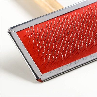 Пуходёрка большая Wood, 12×13 см, узкая, с каплями, деревянная ручка