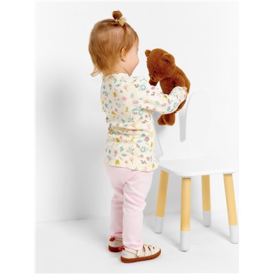 Футболка с длинным рукавом Крошка Я Flower, рост 62-68 см, бежевая