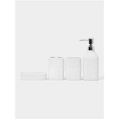 Набор для ванной «Кристаль», 4 предмета, дозатор для мыла, 2 стакана, мыльница