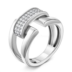 Кольцо из серебра с фианитами родированное 925 пробы 111-10-47р