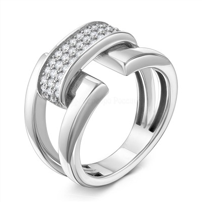 Кольцо из серебра с фианитами родированное 925 пробы 111-10-47р