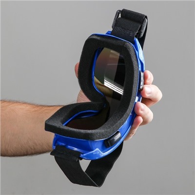 Очки-маска для езды на мототехнике, стекло хамелеон, синие