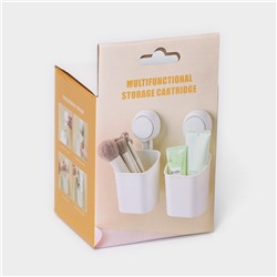 Стакан для зубных щёток на вакуумной присоске, пластик, 9×7.7×19 см, белый