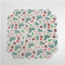 Коробка для кондитерских изделий новогодняя с пластиковой крышкой Winter time, 21×21×3 см