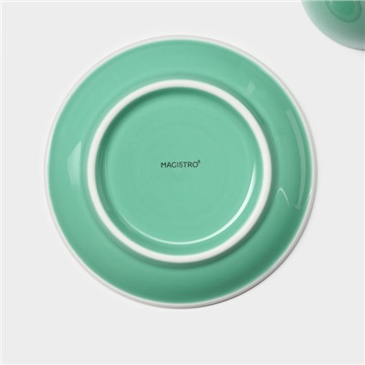 Кофейная пара Magistro Coffee time, 2 предмета: чашка 180 мл, блюдце d=14.5 см, фарфор, бирюзовая