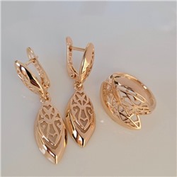 Комплект ювелирной бижутерии коллекция "Дубай" серьги и кольцо 20 р, покрытие позолота, арт.414.059-20