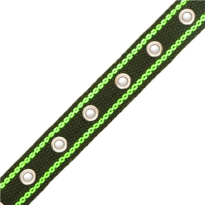 Ошейник брезентовый безразмерный однослойный, 57×2.5 см, ОШ 25-45 см, хаки/зелёный