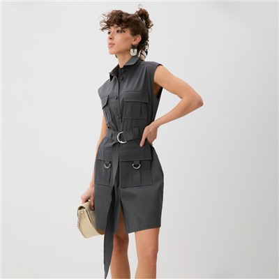 Платье мини женское MINAKU: Safari, графит, размер 42