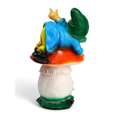 Садовая фигура из гипса «Гном на мухоморе на животе», 37×22 см