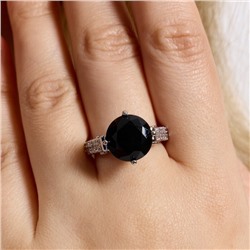 Кольцо 17 р ювелирная бижутерия коллекция "Дубай", покрытие посеребрение, вставка: фианиты и цирконы, цвет: черный и прозрачный, арт.414.134-17