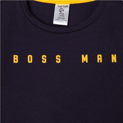 Футболка детская KAFTAN «Boss man» размер 28 (86-92), серый