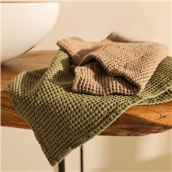 Полотенце вафельное SL HOME: Linen «Олива», 40×70 см, оливковое