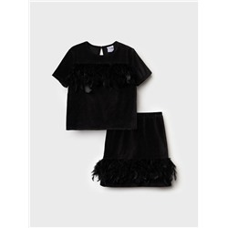 Комплект трикотажный для девочек: джемпер, юбка