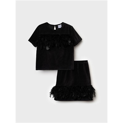 Комплект трикотажный для девочек: джемпер, юбка