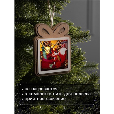 Подвеска световая «Белочка с подарками», 11×9 см, от батареек LR41×3, свечение тёплое белое