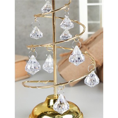 Новогоднее украшение Елка 19 см серебро / NG-01/2 /уп 96/Новый год