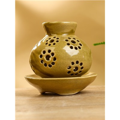 Подсвечник «Кувшин», 9×9×9 см, керамика, горчичный