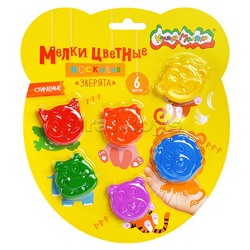 Набор восковых мелков "Зверята" 6 цв. фигурный 40 мм