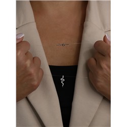 Колье на леске из серебра с фианитами родированное - Змейка ЛС-030-02кр