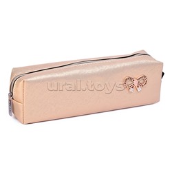 Пенал "Chic Pin" 21x6x4,5 см, прямоугольный для 30 предметов, антивандальная искусственная кожа до -40C, с брошкой, на молнии, ассорти 4 дизайна