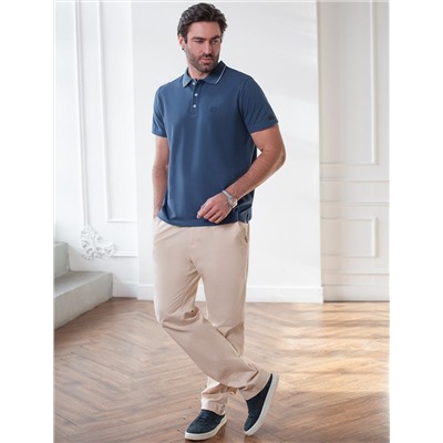 Футболка поло с плетеным воротником на пуговицах из эластичного хлопка