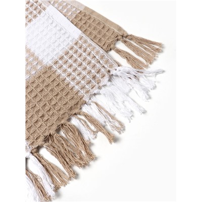 Плед вафельный Этель «Клетка» 150×240 см, бежевый, хлопок 100%, 350 г