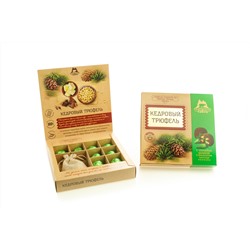 Кедровый трюфель в натуральном шоколаде с Сосновой шишкой и чаем /коробка / 80 гр / Территория Тайги