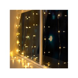 Гирлянда «Занавес» 1.6×1.6 м роса, IP20, серебристая нить, 160 LED, свечение тёплое белое, 8 режимов, 220 В