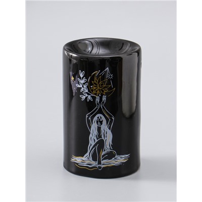 УЦЕНКА Аромалампа керамика "Я выбираю себя" чёрная с золотом 7,2х7,2х11,6 см