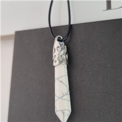 Кулон со шнурком из натурального камня горный Кахолонг, 1048, арт.218.228