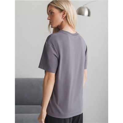 Футболка с принтом свободная эластичная из премиального хлопка