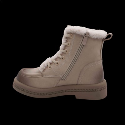 Ботинки из натуральной кожи на меху P-ML01-3 бежевые