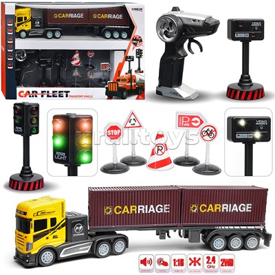 Машина "Контейнеровоз" с дорожными знаками, р/у, 27 MHz, в коробке