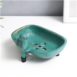 Фигурка-мыльница чугун «Воробушек», патина, 7.2×12.8×10 см