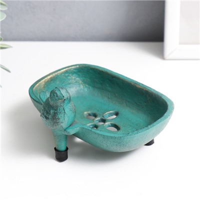 Фигурка-мыльница чугун «Воробушек», патина, 7.2×12.8×10 см