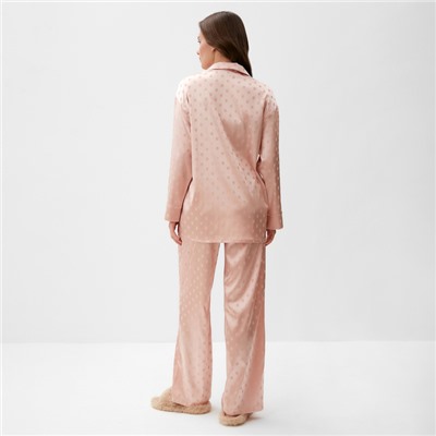 Пижама женская (рубашка, брюки) KAFTAN «Горох», розовая, размер 48-50