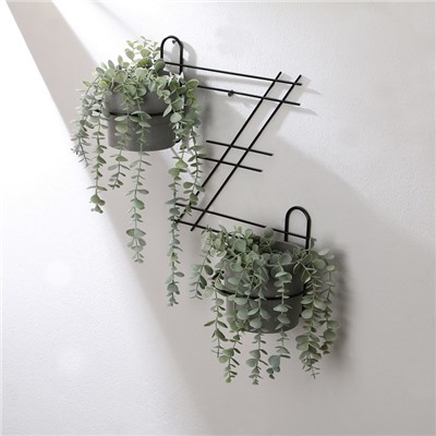 Подвес для кашпо, настенный, на 2 горшка, d=16 см, чёрный, «Зигзаг»