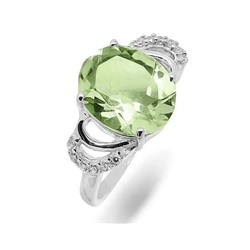 Кольцо из серебра зеленый аметист, Агнис