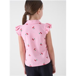 Джемпер трикотажный с воротником поло для девочек