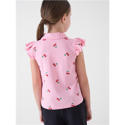 Джемпер трикотажный с воротником поло для девочек