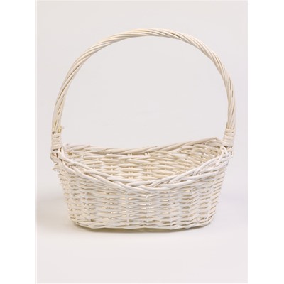 Корзина плетёная для хранения, ива, овальная, белая, набор 4 шт.