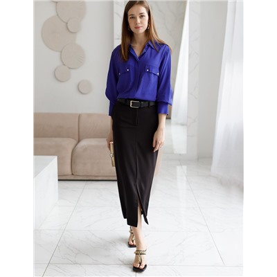 Блузка из премиальной вискозы и лиоцелла с удлиненным манжетом