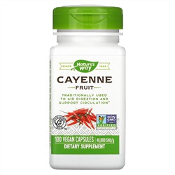 Nature's Way, плод кайенского перца, 40 000 SHU/г, 100 веганских капсул