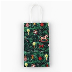 Пакет подарочный новогодний крафтовый «Новогодняя ёлочка», 12×21×9 см