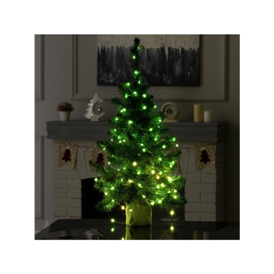 Умная гирлянда «Нить» 10 м роса, IP20, серебристая нить, 100 LED, управление с приложения, свечение RGB, USB