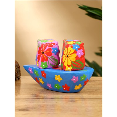 Сувенир «Пара совят», 14×7×9 см, дерево, красный, сиреневый