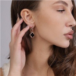 Серьги ювелирная бижутерия, коллекция "Дубай" покрытие позолота, цвет камня: черный, арт. 847.544