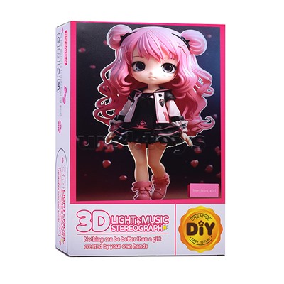 Ночник-пазл 3Д "Girls" со светом и музыкой, в коробке